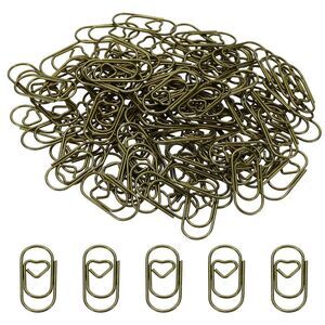 Paper Clip Heart-Shaped Decorative Clips Bookmarks 0.8 Inch Bronze Tone 100pcs